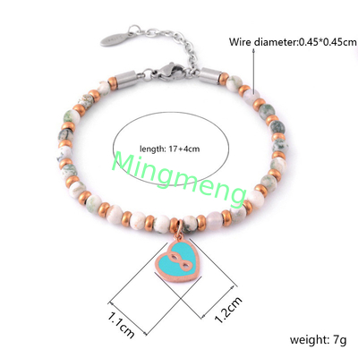 Bracelet à cœur de pêche en pierre naturelle, design minimaliste pour femme, bracelet pour femme