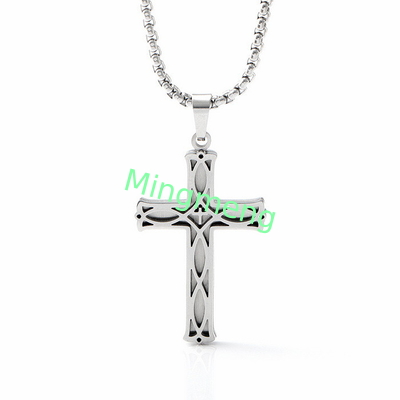 Nouveaux bijoux en acier inoxydable avec des motifs à la mode et personnalisés, collier creux, simple pendentif de croix pour hommes