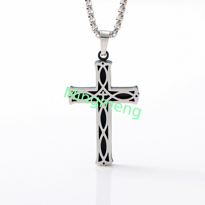 Nouveaux bijoux en acier inoxydable avec des motifs à la mode et personnalisés, collier creux, simple pendentif de croix pour hommes