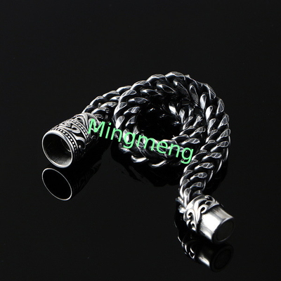Bracelet en acier inoxydable pour homme avec une boucle magnétique en surface rétro, accessoire à la mode