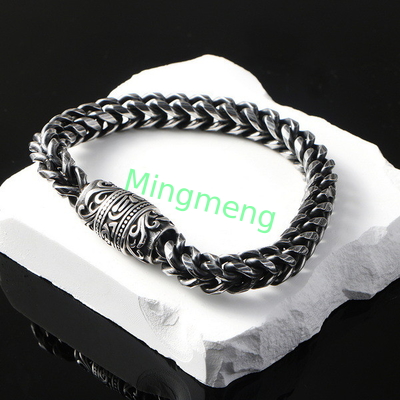 Bracelet en acier inoxydable pour homme avec une boucle magnétique en surface rétro, accessoire à la mode