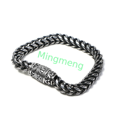 Bracelet en acier inoxydable pour homme avec une boucle magnétique en surface rétro, accessoire à la mode