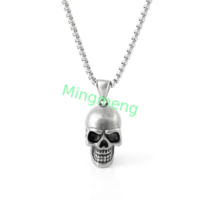 Collier en titane de crâne avec collier en titane de crâne en acier inoxydable pour homme de style européen et américain