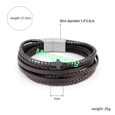 Nouveau bracelet en cuir d'homme en acier inoxydable, bracelet polyvalent personnalisé à la mode européen et américain