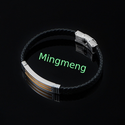 Bracelet en cuir à la mode en cuir rétro tissé en acier inoxydable bracelet pour homme à la mode