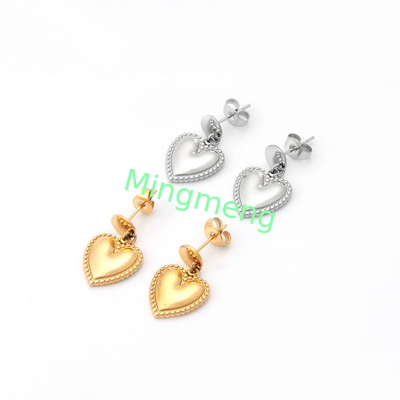 Boucles d'oreilles en or en forme de cœur en acier inoxydable pour femmes avec boucles d'oreilles personnalisées en cœur de pêche