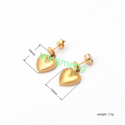 Boucles d'oreilles en or en forme de cœur en acier inoxydable pour femmes avec boucles d'oreilles personnalisées en cœur de pêche