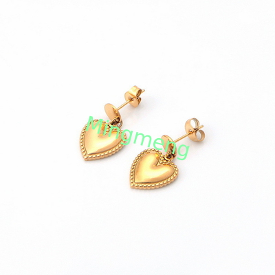 Boucles d'oreilles en or en forme de cœur en acier inoxydable pour femmes avec boucles d'oreilles personnalisées en cœur de pêche