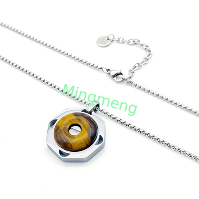 Collier en pierre rétro en acier inoxydable pour homme