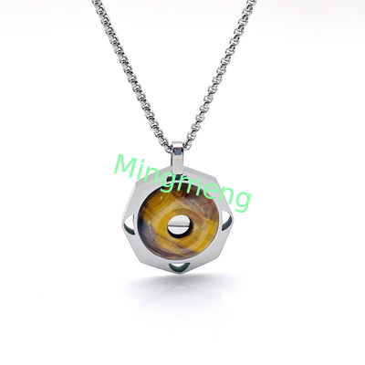 Collier en pierre rétro en acier inoxydable pour homme