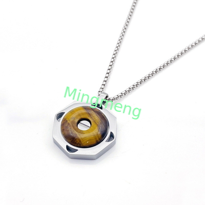 Collier en pierre rétro en acier inoxydable pour homme