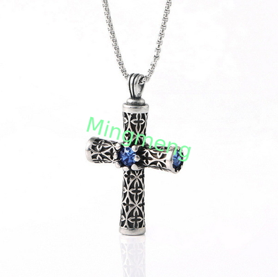 Explosif rétro en acier inoxydable coulé croix zircon punk tendance nouveau pendentif