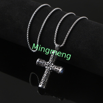 Explosif rétro en acier inoxydable coulé croix zircon punk tendance nouveau pendentif