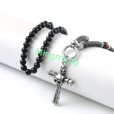 Pendentif en acier inoxydable crâne croix, européen et américain transfrontalier collant de tendance petit ami collier étiquette