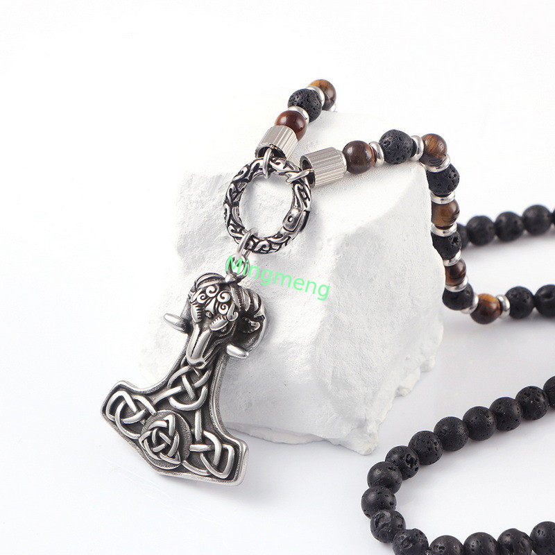 Halloween Punk Ram Casting Mode Pendentif Tendance Collier explosif à perles Collier accrocheur Tag Boyfriend Style
