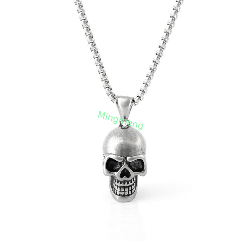 Collier en titane de crâne avec collier en titane de crâne en acier inoxydable pour homme de style européen et américain