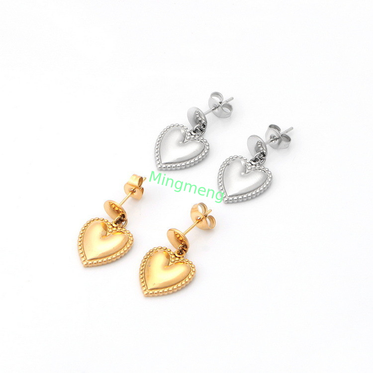 Boucles d'oreilles en or en forme de cœur en acier inoxydable pour femmes avec boucles d'oreilles personnalisées en cœur de pêche