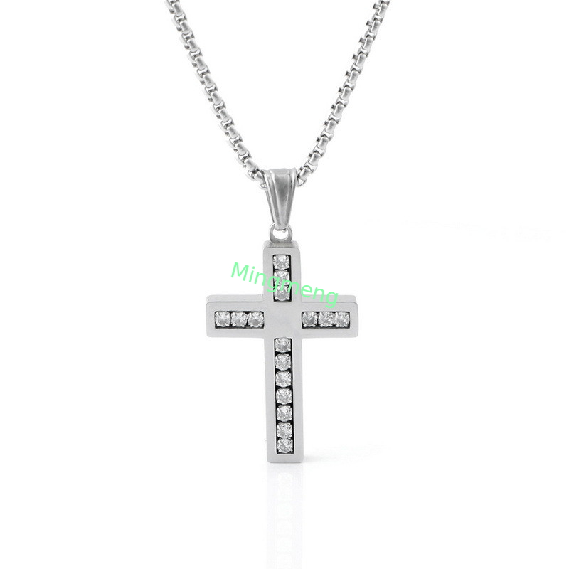 Collier de croix en diamant de haute qualité, de luxe léger, long collier pour homme.